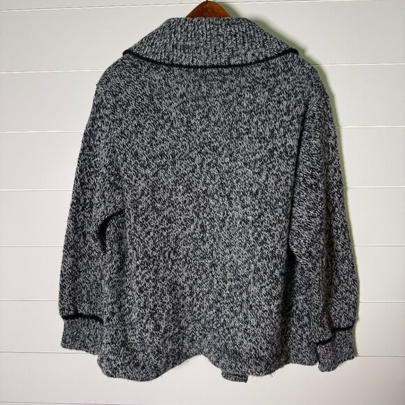 Campus Open Front Cardigan Heather Black & White Front Pockets Sz Large- Vintage - Picture 5 of 8